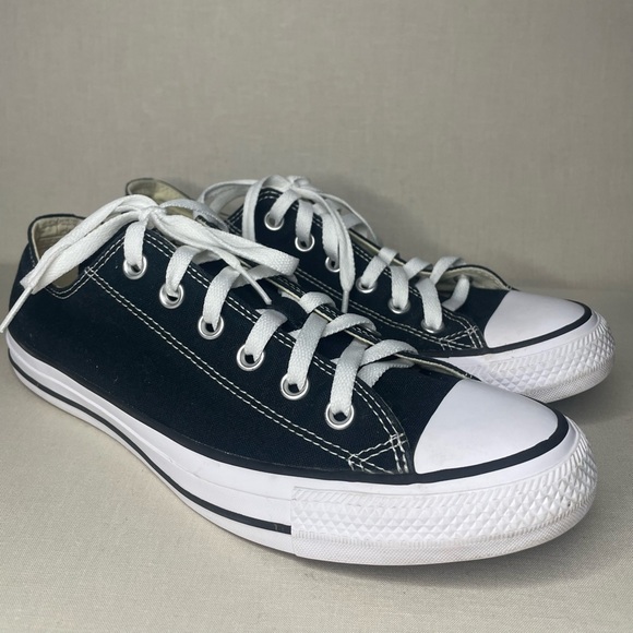 Converse All Star Low Top Black White Canvas Sneakers Men’s 8 Women’s 10 - Picture 1 of 11